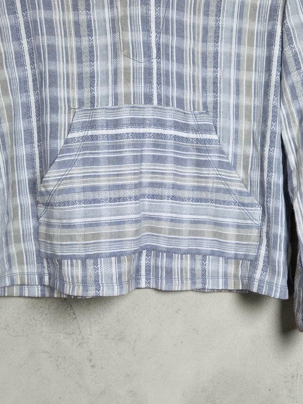North River Striped Baja Hoodie Beach Poncho Pullover Blue Gray White Size Med. - Picture 5 of 10